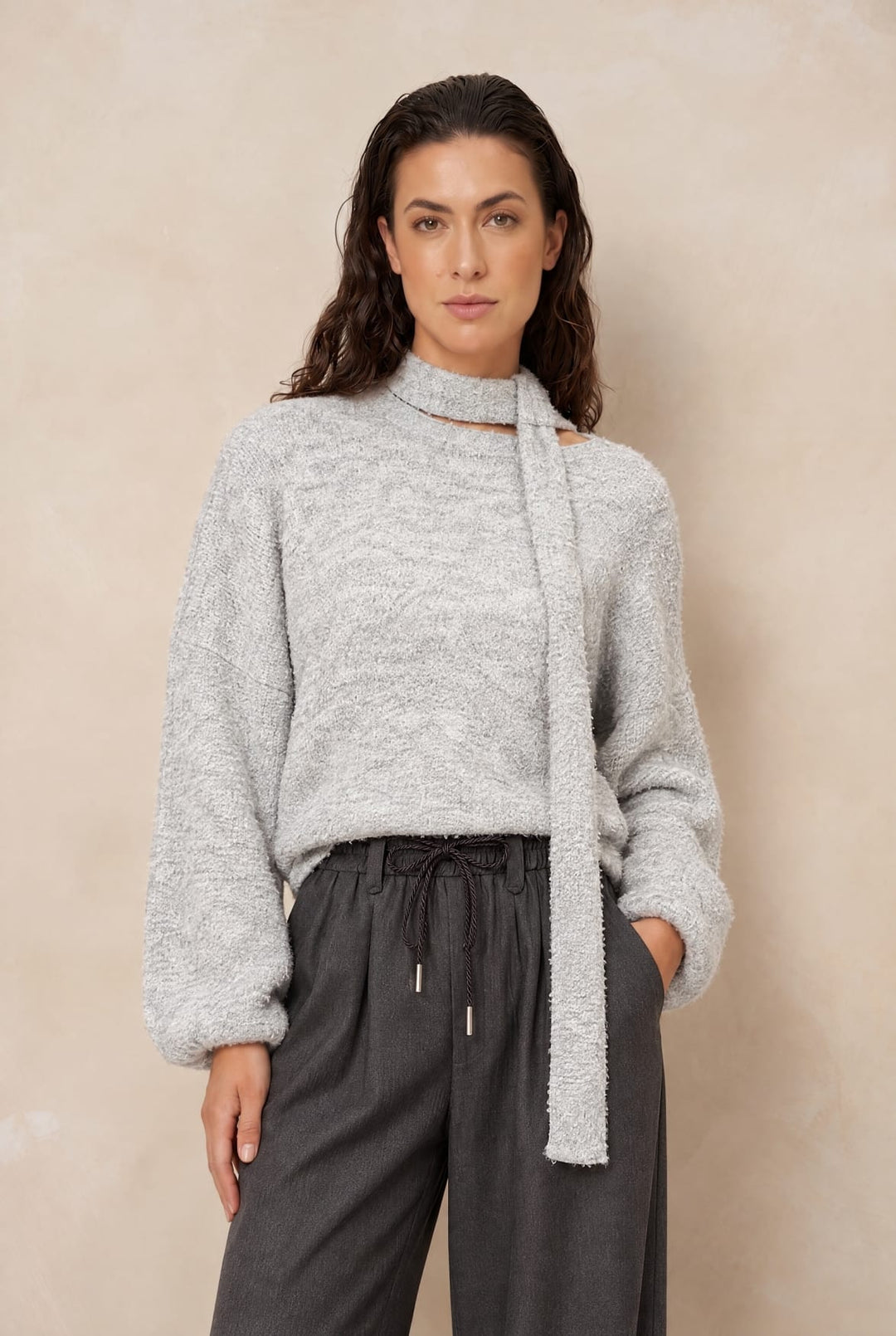 Lofty Manner RK09.1 - Jumper Kira lichtgrijs – dames