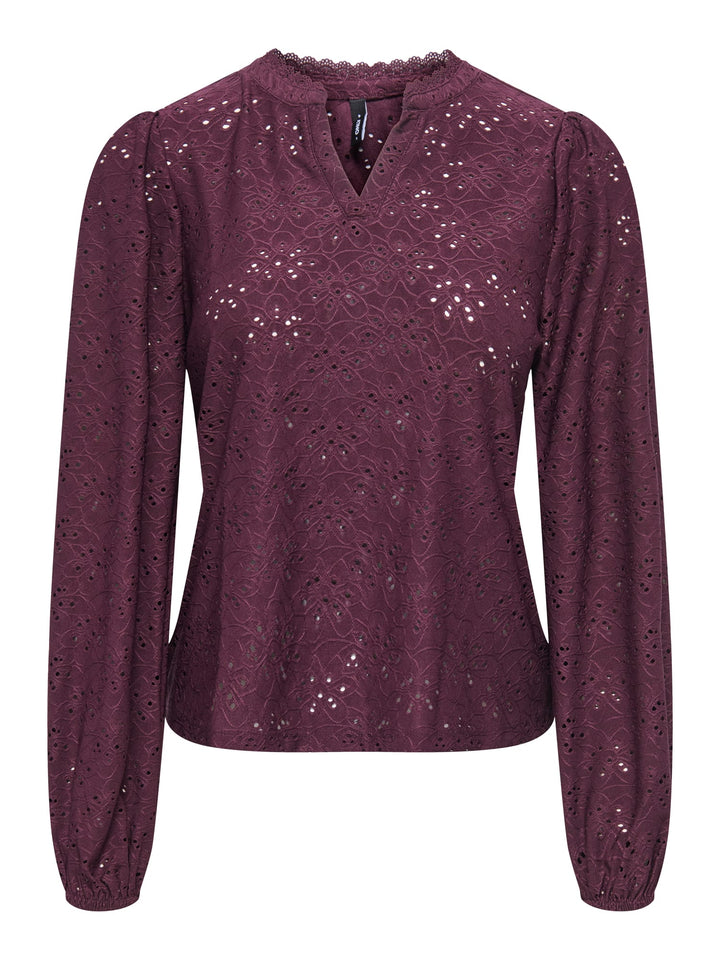 Only 15386530 Smilla top met lange mouwen bordeaux