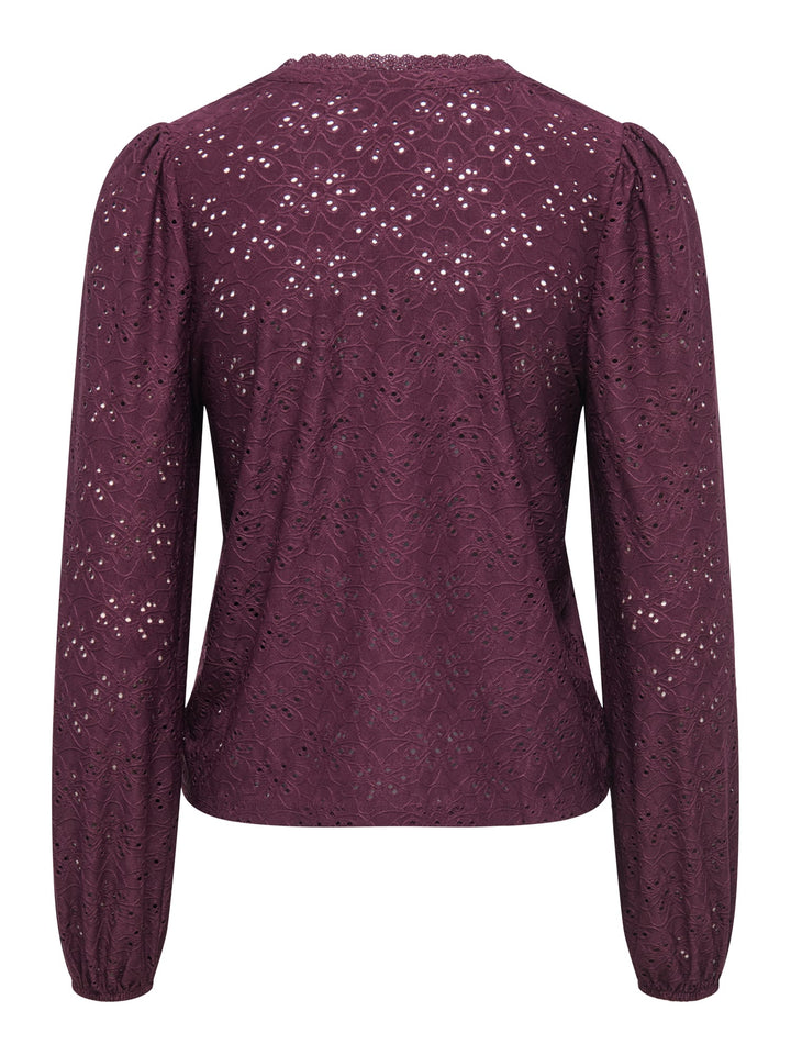 Only 15386530 Smilla top met lange mouwen bordeaux