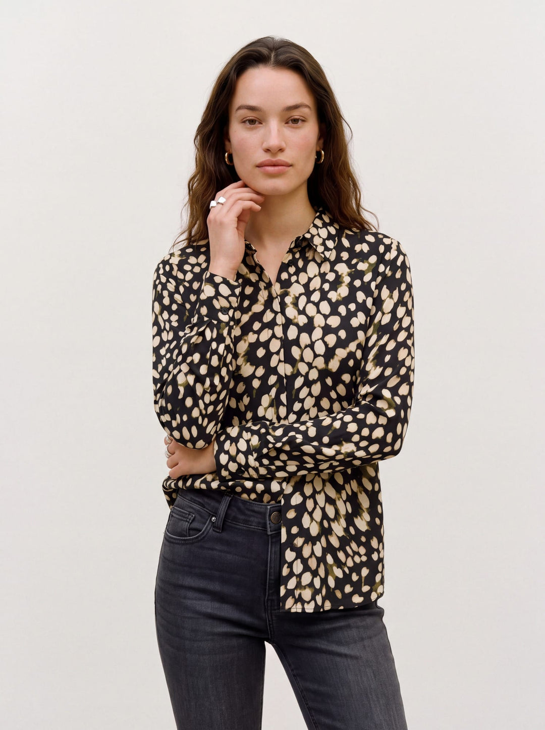 VERO MODA 10352564 miriam blouse l/m dames zwart dessin