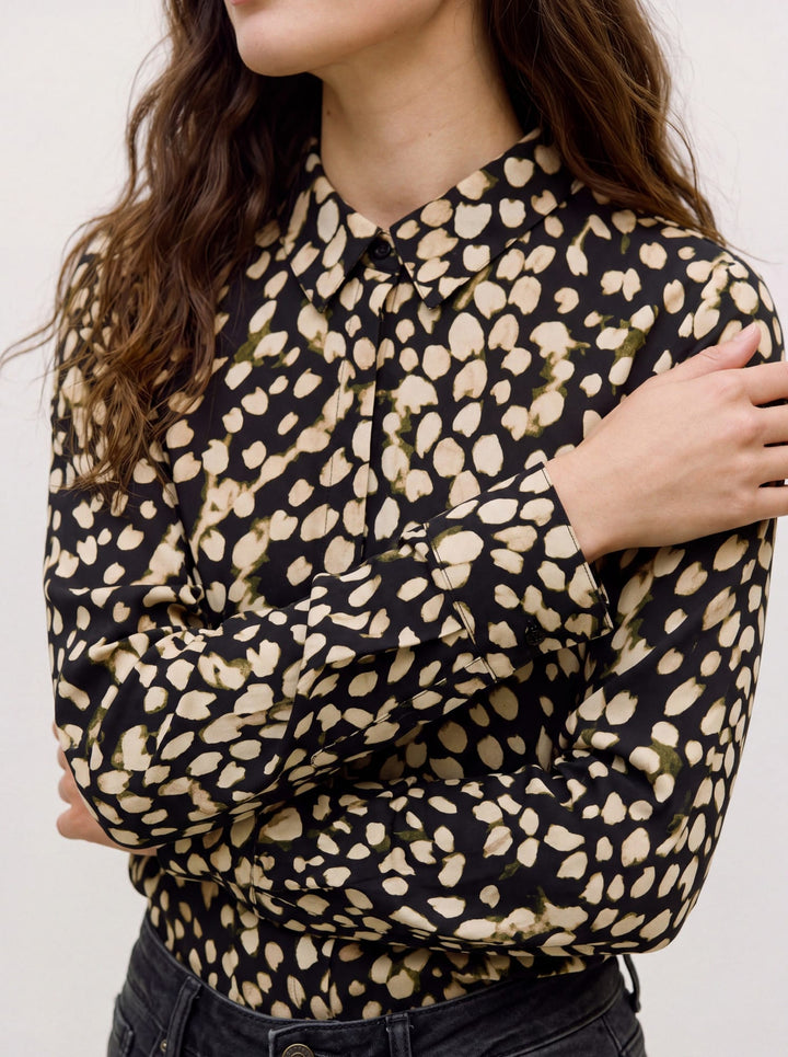 VERO MODA 10352564 miriam blouse l/m dames zwart dessin