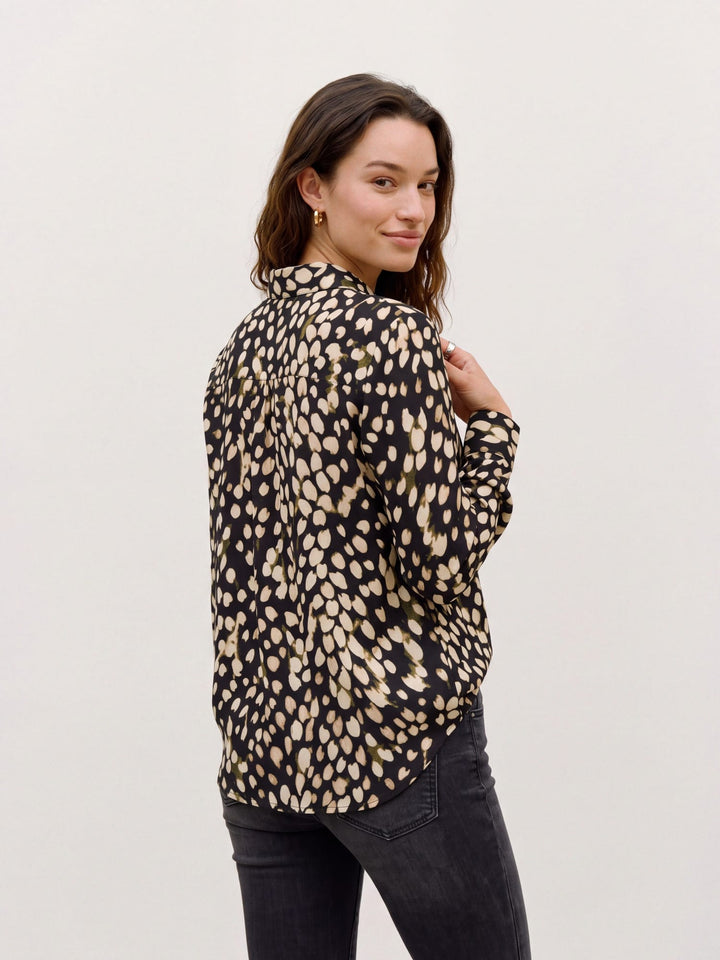 VERO MODA 10352564 miriam blouse l/m dames zwart dessin