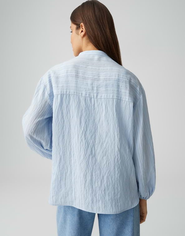 Opus Flaria blouse l/m dames blauw dessin