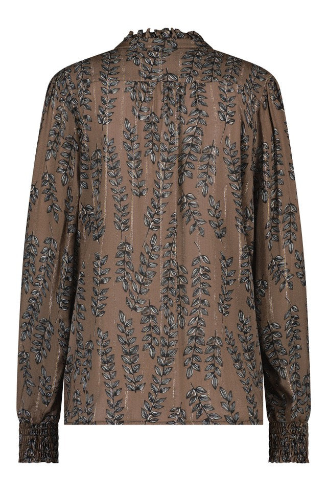 Studio Anneloes Lourdes brench blouse – dames - Bruin Dessin