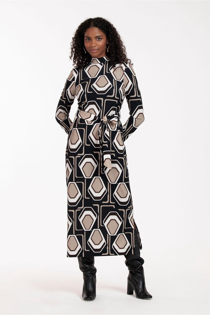 Studio Anneloes 12141 Wendi jurk midi dames – zwart dessin