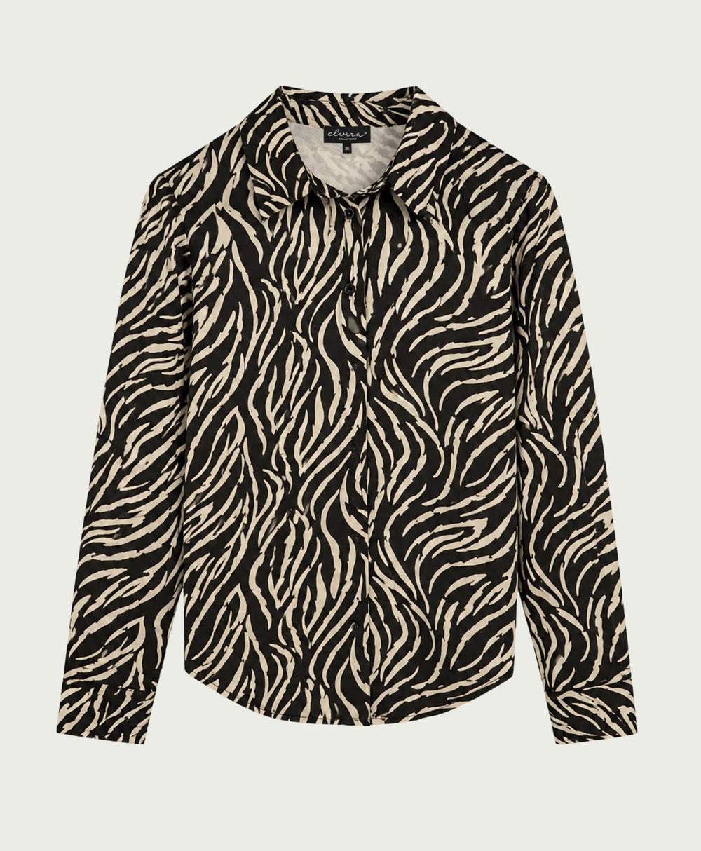 Elvira Casuals E4 26-019 June blouse l/m bruin dessin