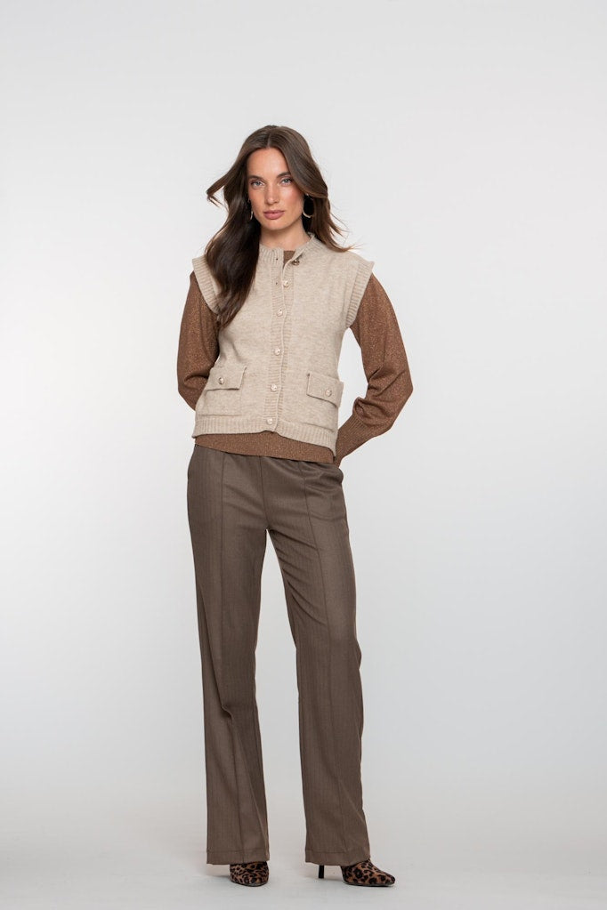 Geisha dames lange broek bruin dessin – dames
