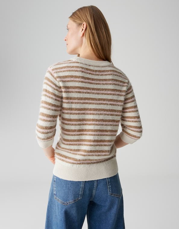 Opus Puvet stripe trui ecru dessin – dames