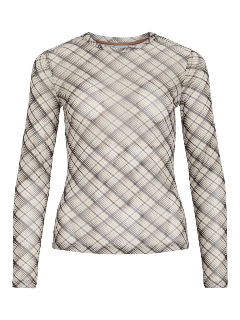 Vila Volettis top l/m dames ecru dessin