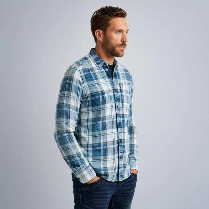 PME-Legend overhemd l/m heren blauw dessin