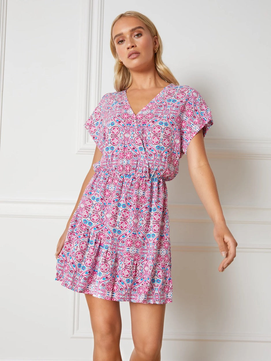 Refined department R230633229 Amelle jurk midi dames - roze dessin