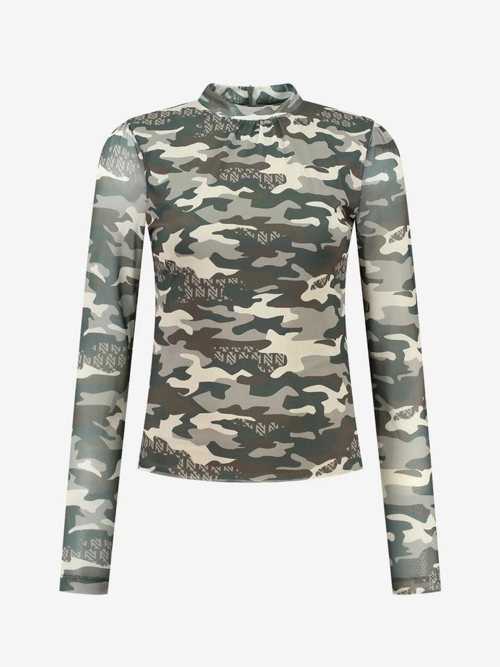 Nikkie N 6-581 2401 top l/m dames groen dessin