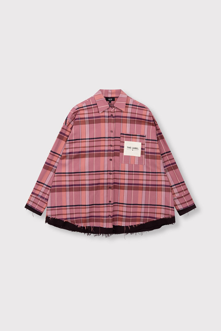 Alix the label blouse l/m dames roze dessin