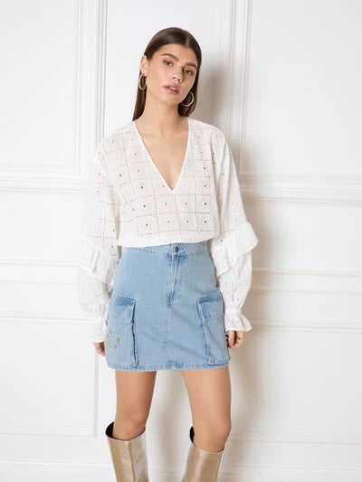 Refined department kort denim rok – dames - Blue Denim