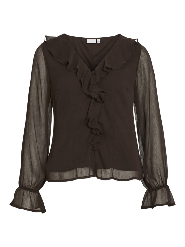 Vila blouse l/m dames bruin – Silja 14113547