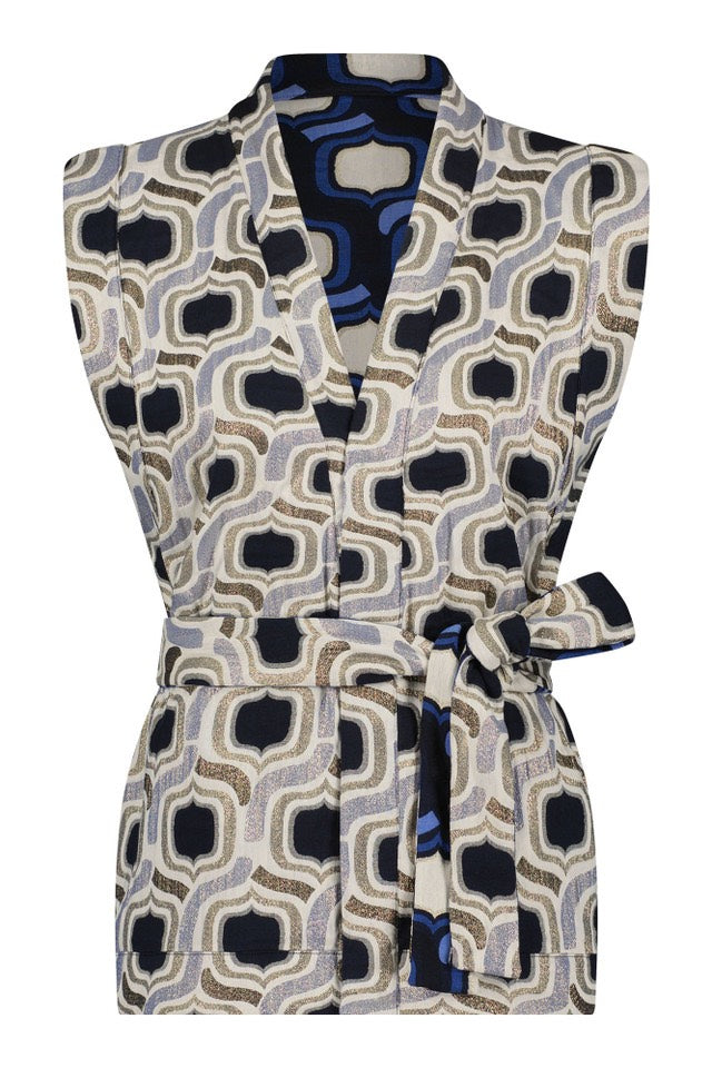 Studio Anneloes Nona gilet dames blauw dessin