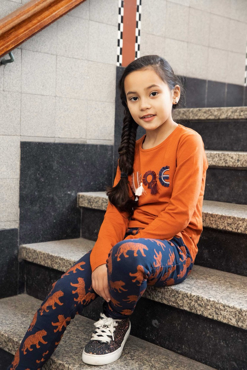 DJ Dutchjeans F40005-45 t-shirt l/m meisjes – roest