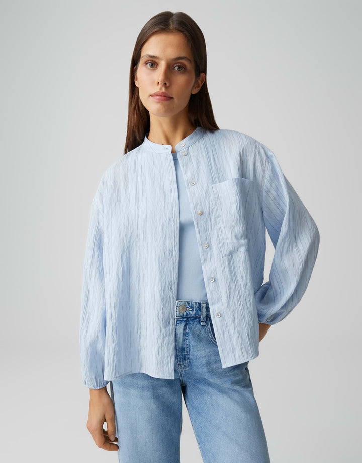 Opus Flaria blouse l/m dames blauw dessin
