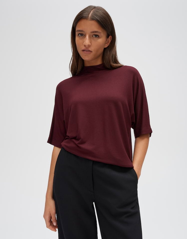 Opus Sinse 10618114467460 t-shirt k/m dames wijnrood