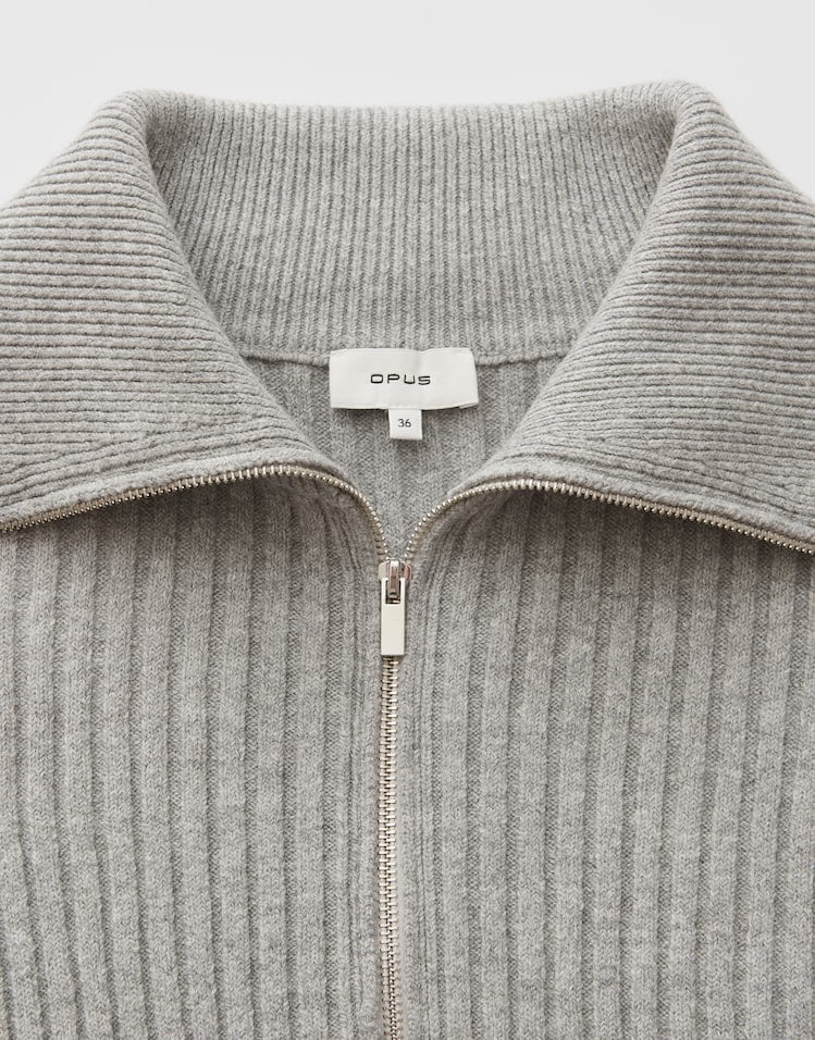Opus Dodesa 10614711618460 vest sweat dames grijs dessin - Grijs Melee