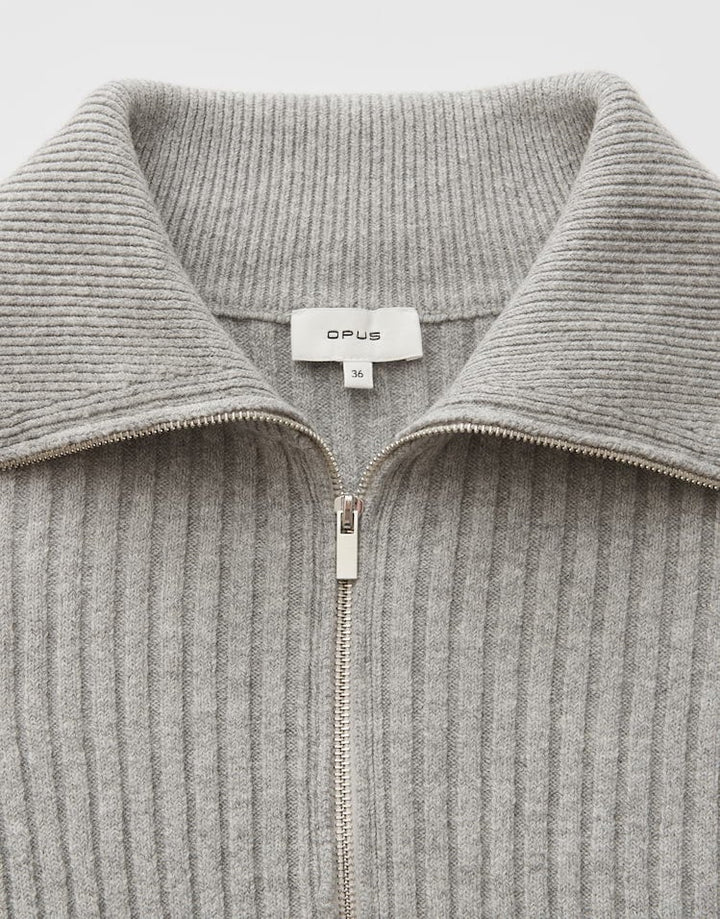 Opus Dodesa 10614711618460 vest sweat dames grijs dessin - Grijs Melee