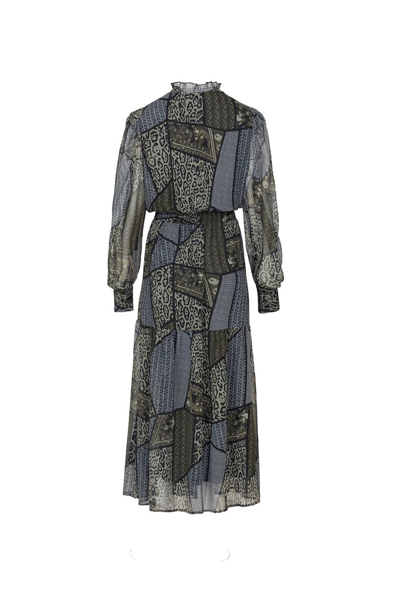 G-Maxx 23WFFG09 jurk maxi dames zwart dessin