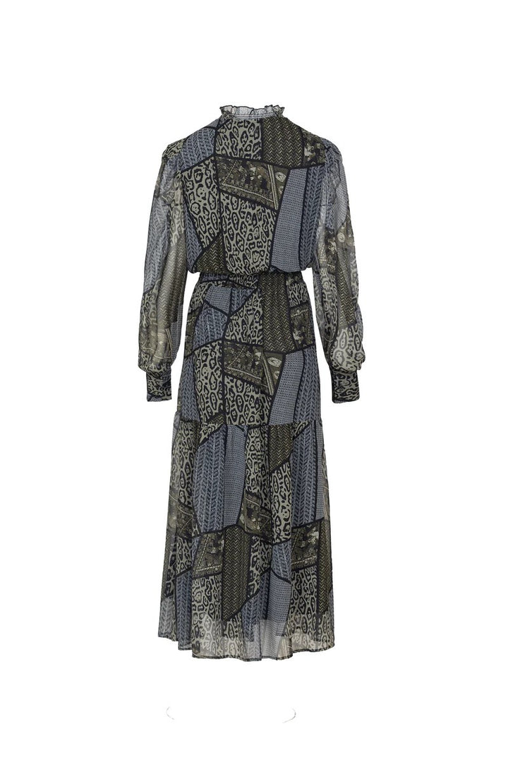 G-Maxx 23WFFG09 jurk maxi dames zwart dessin