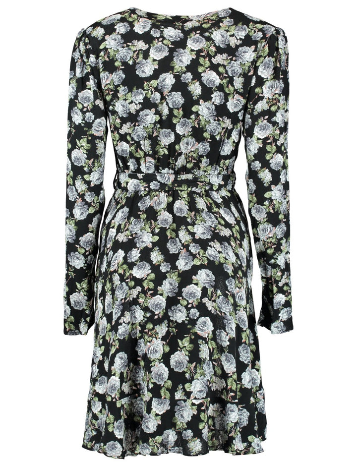 Colourful Rebel 9028 Ziggy flower mini wrap – damesjurk - Zwart Dessin