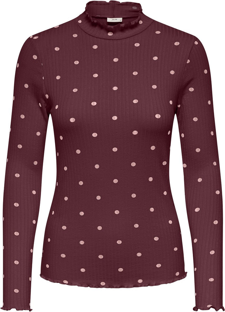Jdyfransiska Life L/s Hi-nck Top - Rood Dessin
