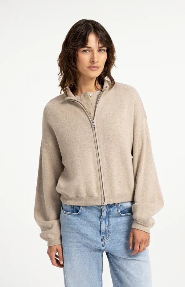 YAYA Women 01-010171-608 vest gebreid zand – dames