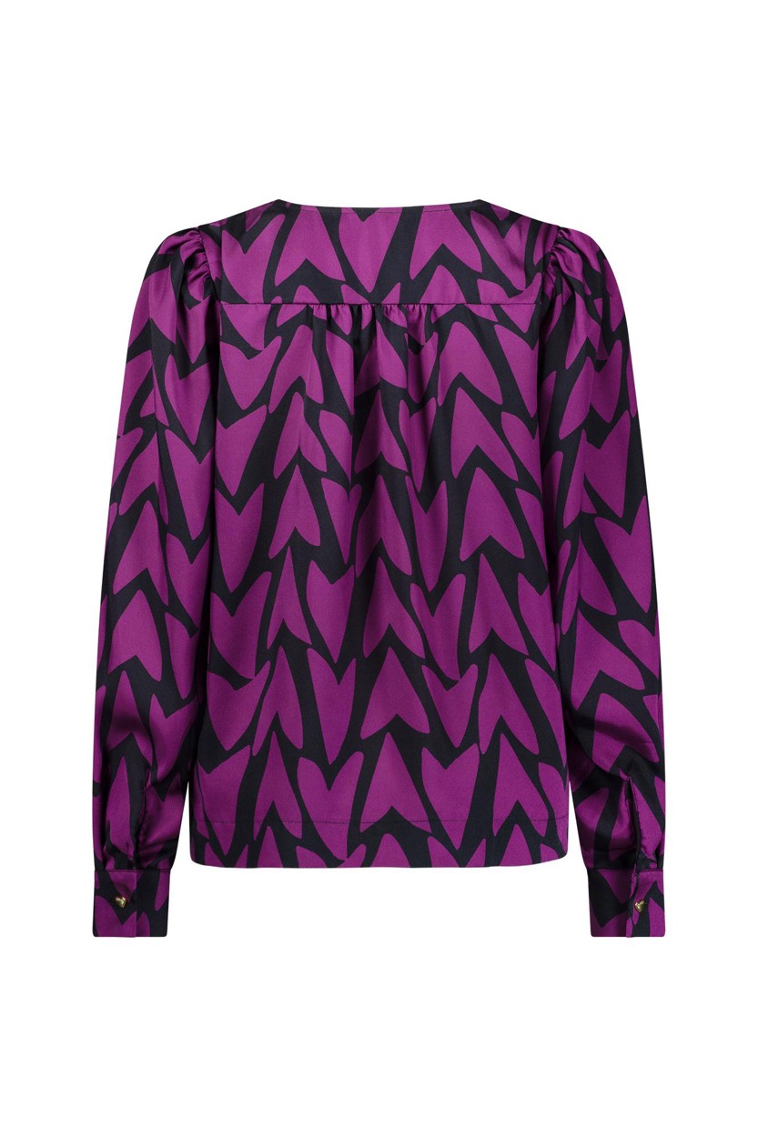 Studio Anneloes blouse l/m dames paars dessin – 12197 Les satin
