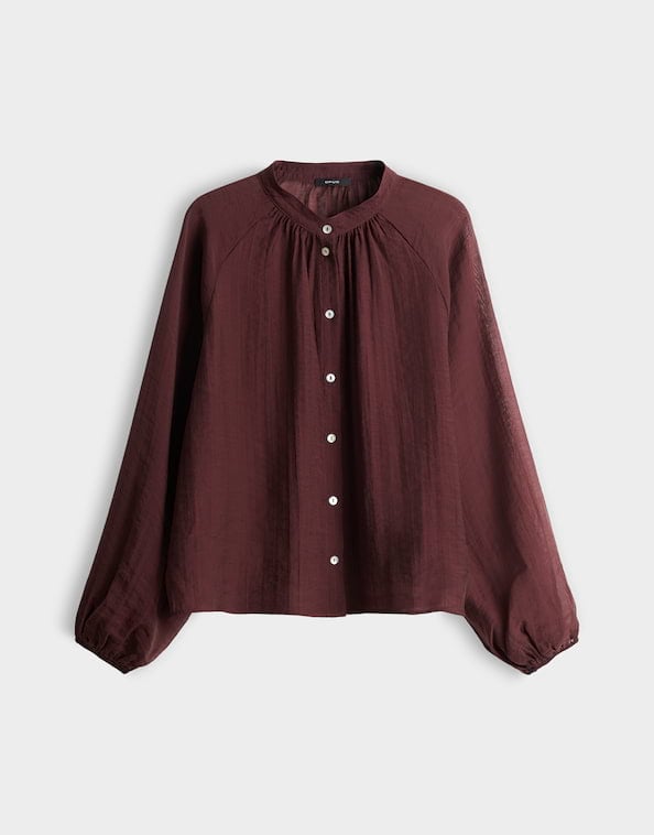 Opus Fabrielle blouse l/m dames – wijnrood
