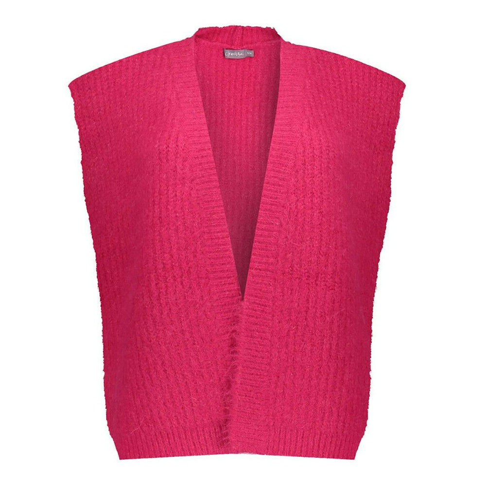 Geisha gilet gebreid fuchsia – dames