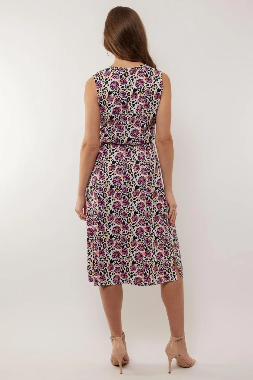 G-Maxx 24ZFZG09 jurk midi dames wit dessin