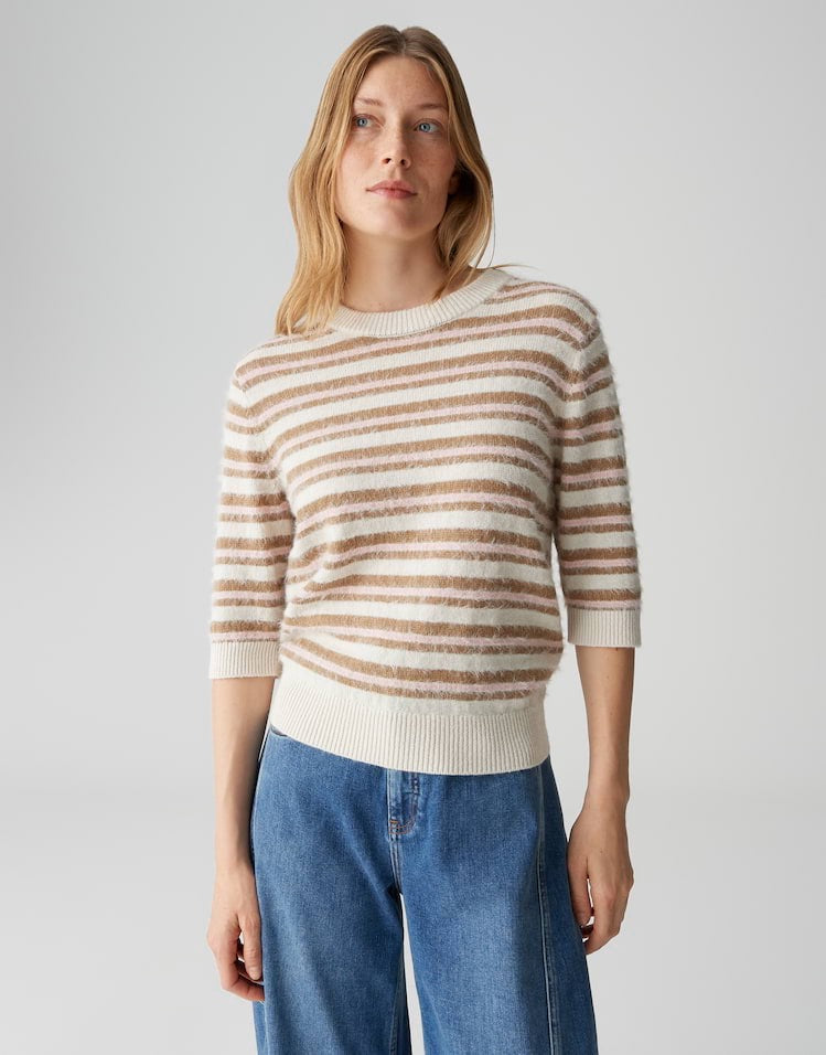 Opus Puvet stripe trui ecru dessin – dames