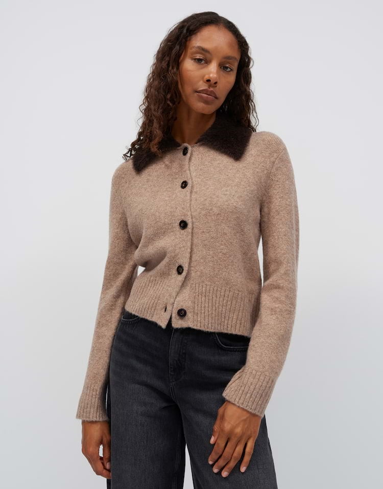 Opus Dofur 1062361451346 vest gebreid dames licht bruin