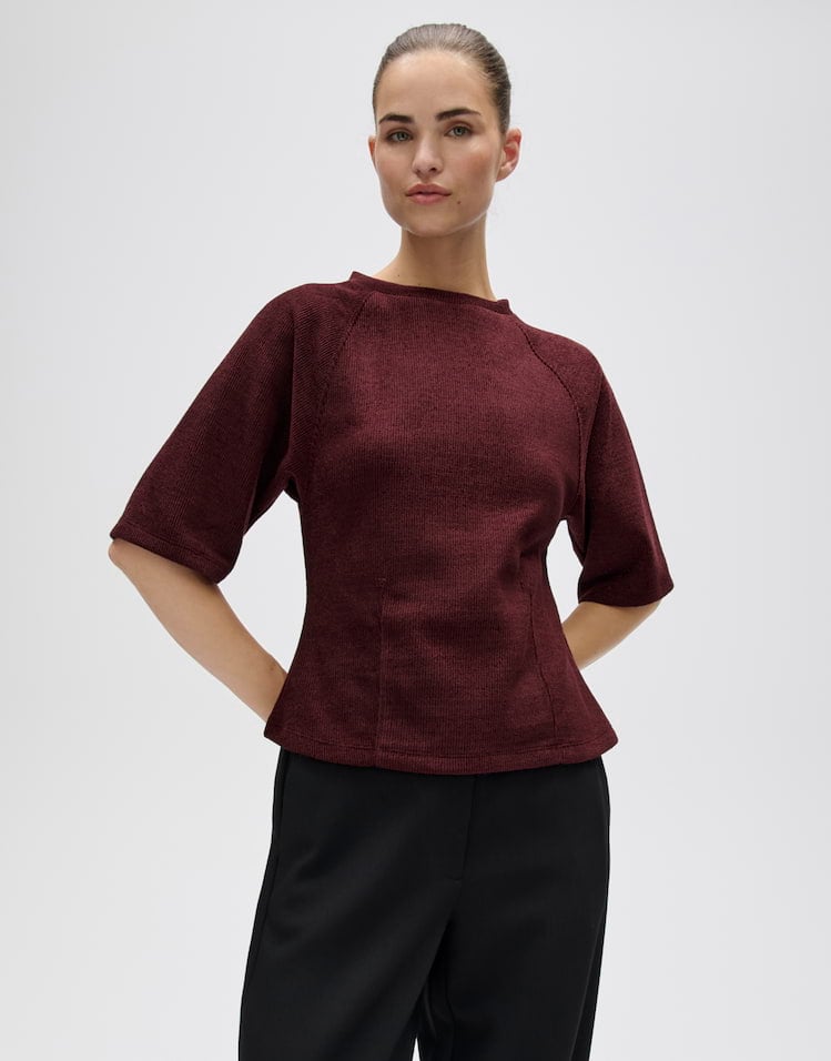 Opus Salinie 10619914471460 t-shirt k/m dames wijnrood - Bordeaux