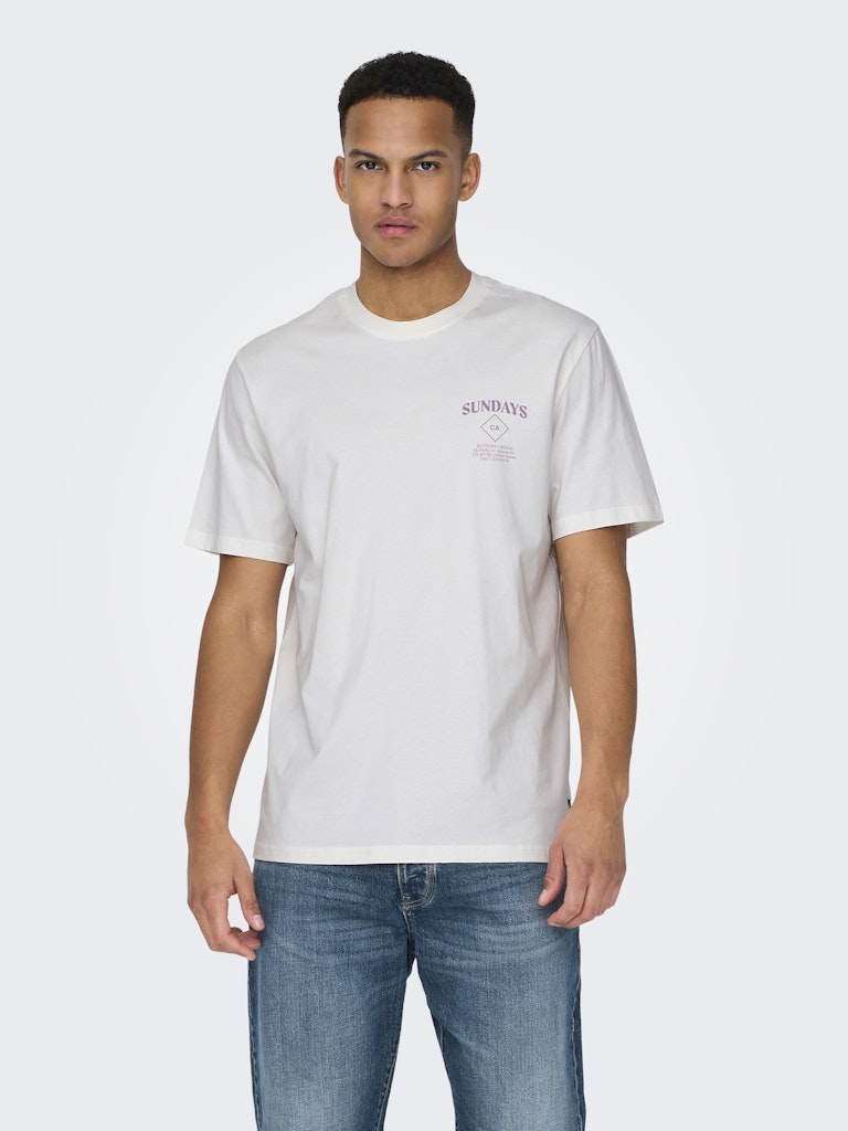 ONLY & SONS t-shirt k/m heren off-white – Skye