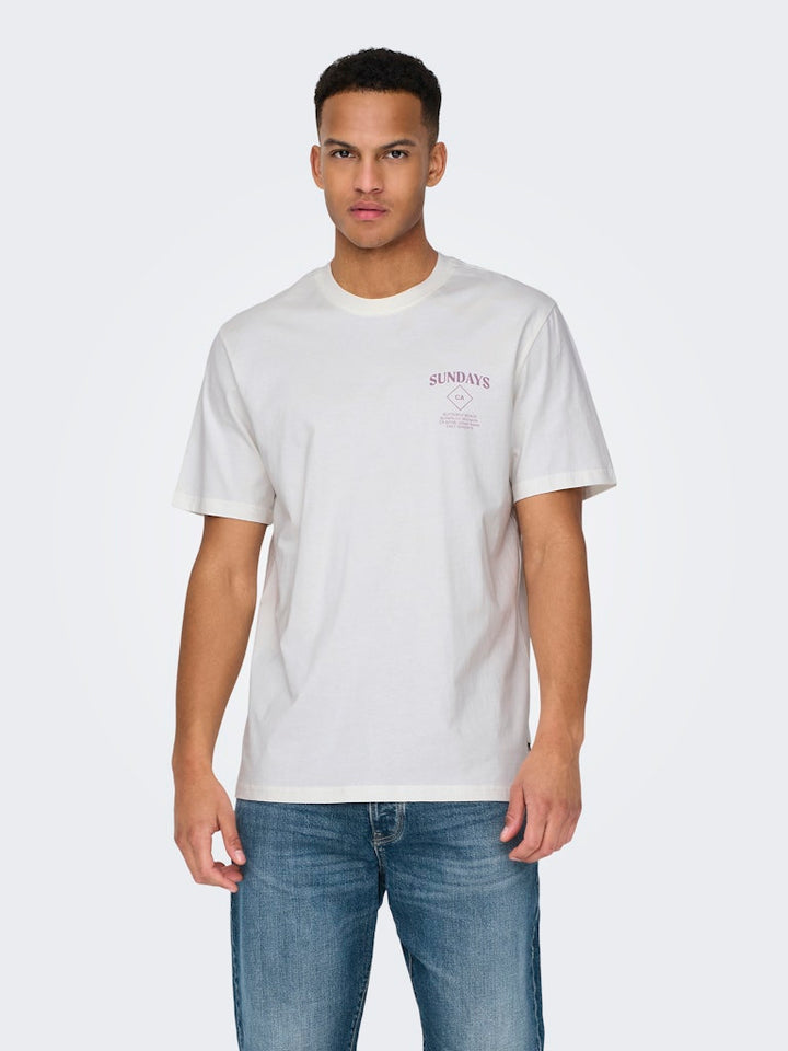 ONLY & SONS t-shirt k/m heren off-white – Skye