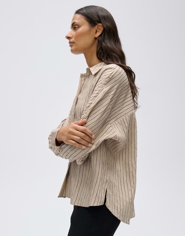 Opus Foha 10620614478460 blouse l/m dames bruin dessin