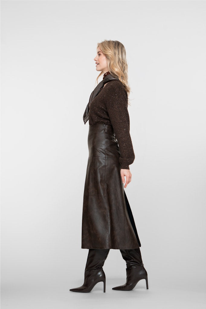 Geisha dames rok maxi (imitatie) leer bruin – dames