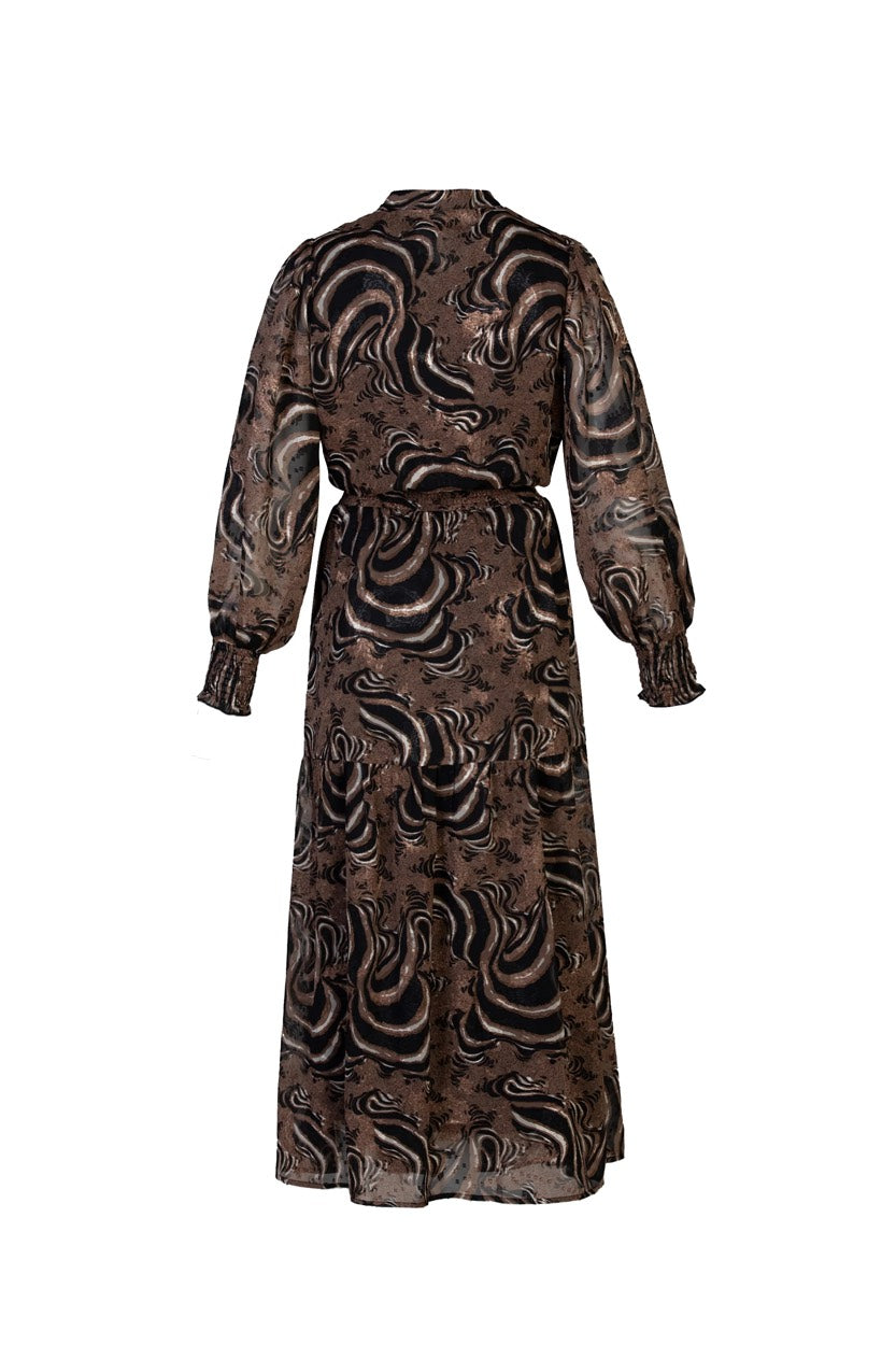 G-Maxx 23NFG15 jurk maxi dames bruin dessin