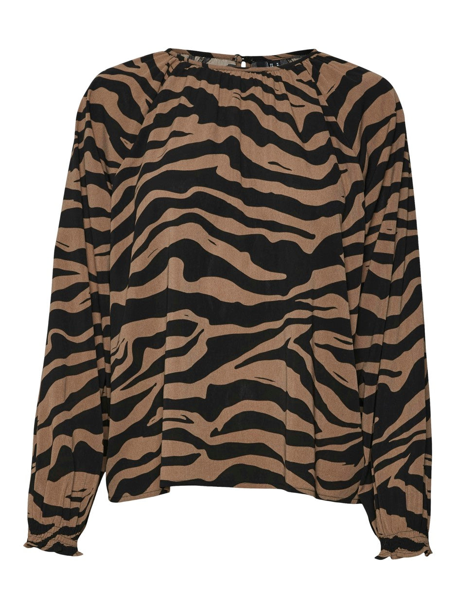 VERO MODA Shilah top l/m dames – bruin dessin