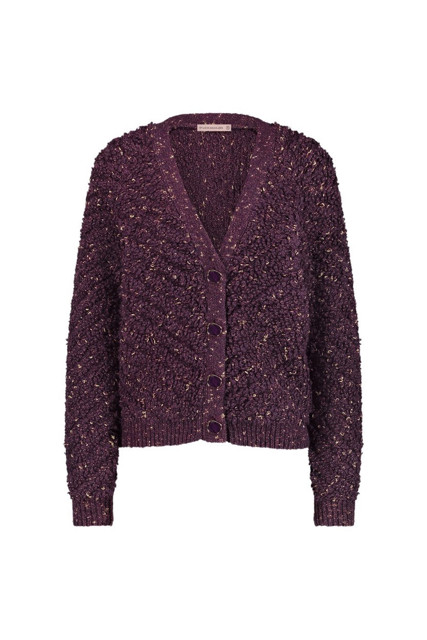 Studio Anneloes 12026 Iris vest gebreid aubergine – dames