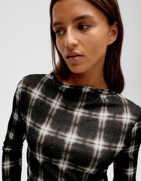 Opus Secki 10618214468460 t-shirt l/m zwart dessin