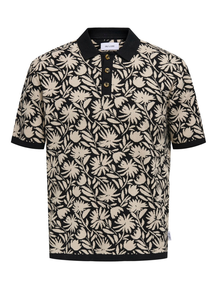 ONLY & SONS polo k/m ecru dessin – heren