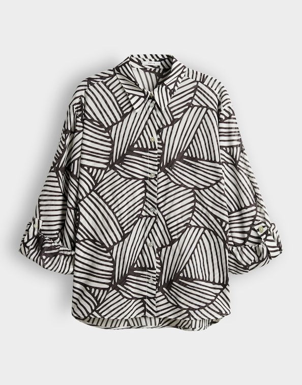 Opus Felora blouse l/m dames bruin dessin