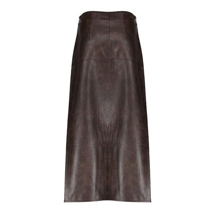 Geisha dames rok maxi (imitatie) leer bruin – dames