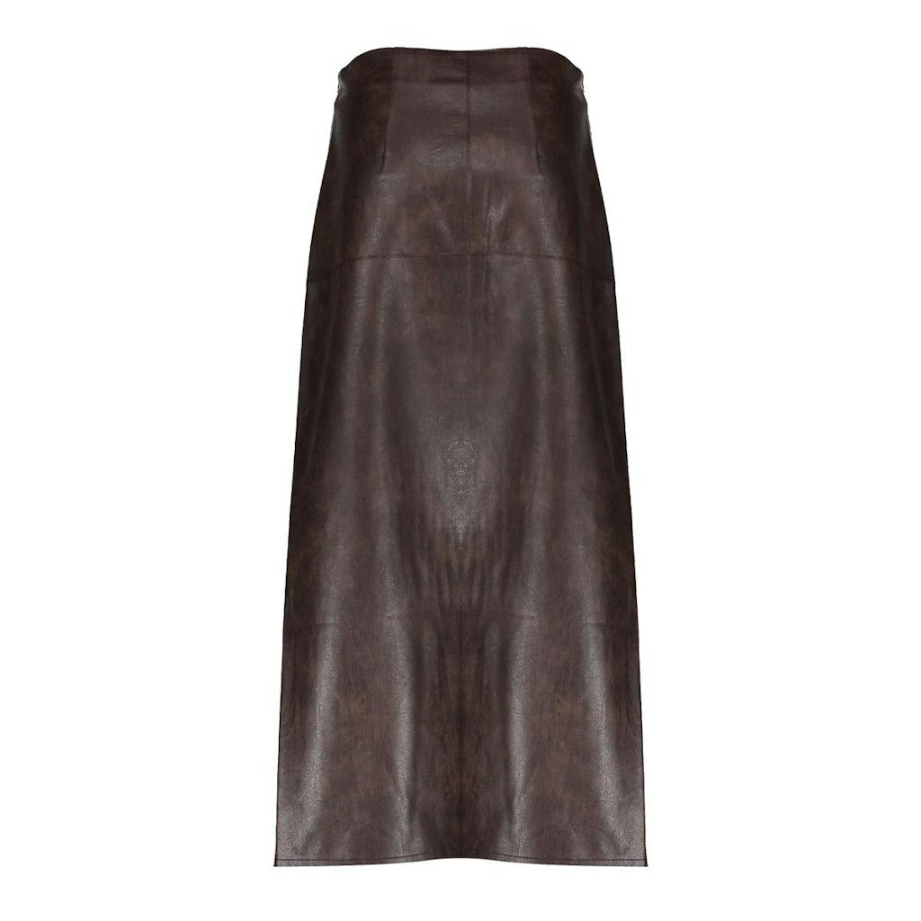 Geisha 56503-10 rok maxi (imitatie) leer bruin – dames