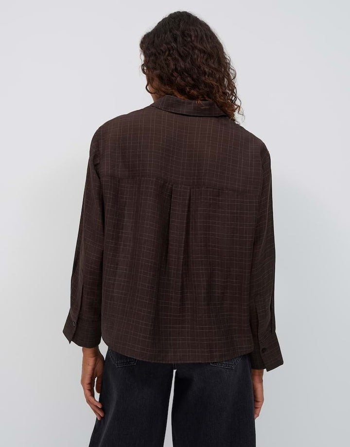 Opus Fargyle 10622514503465 blouse l/m dames bruin dessin